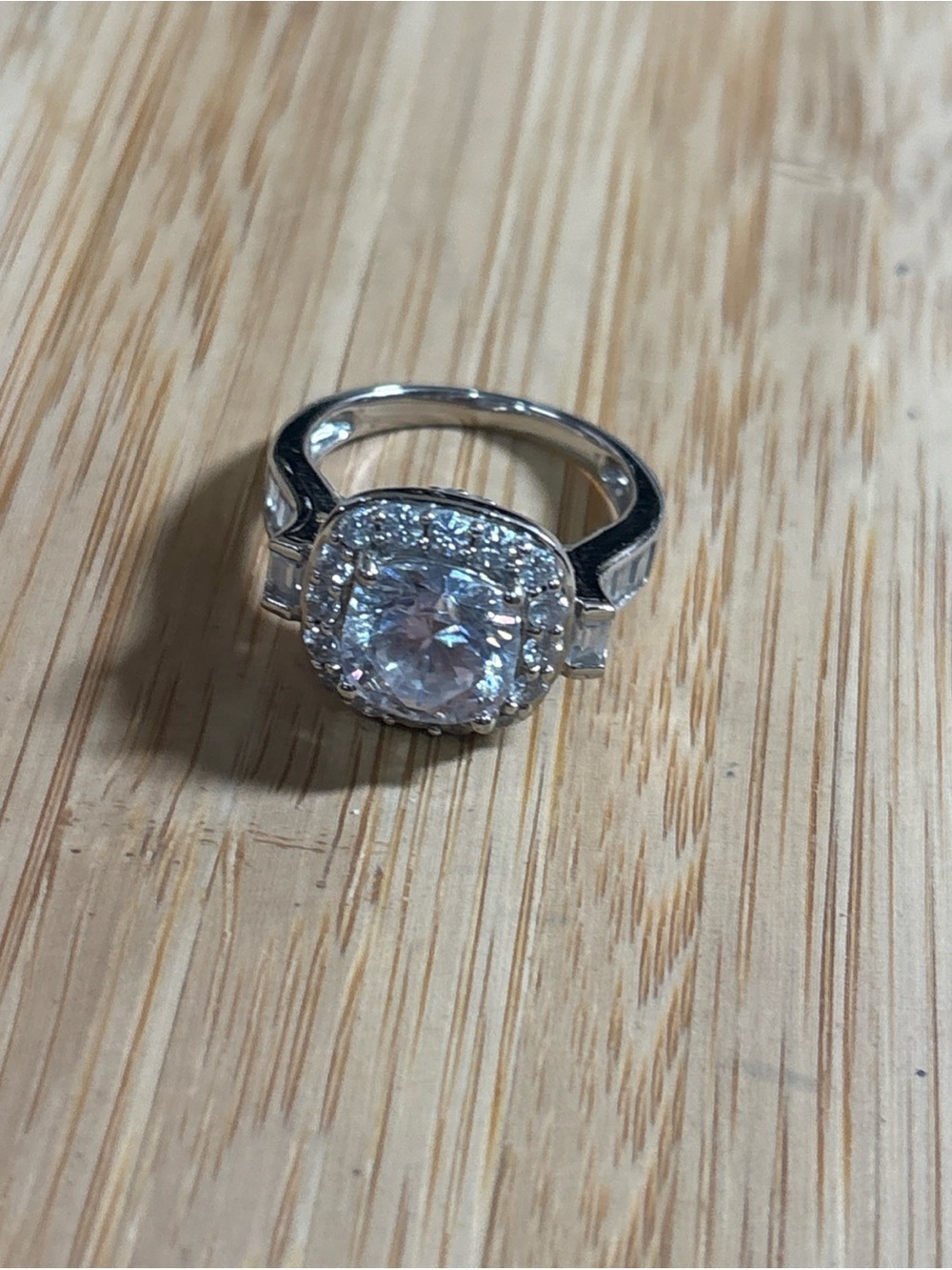 Engagement Ring 3.5ct Round Cut Lab-Created Moissanite White Gold Plated Sz 8